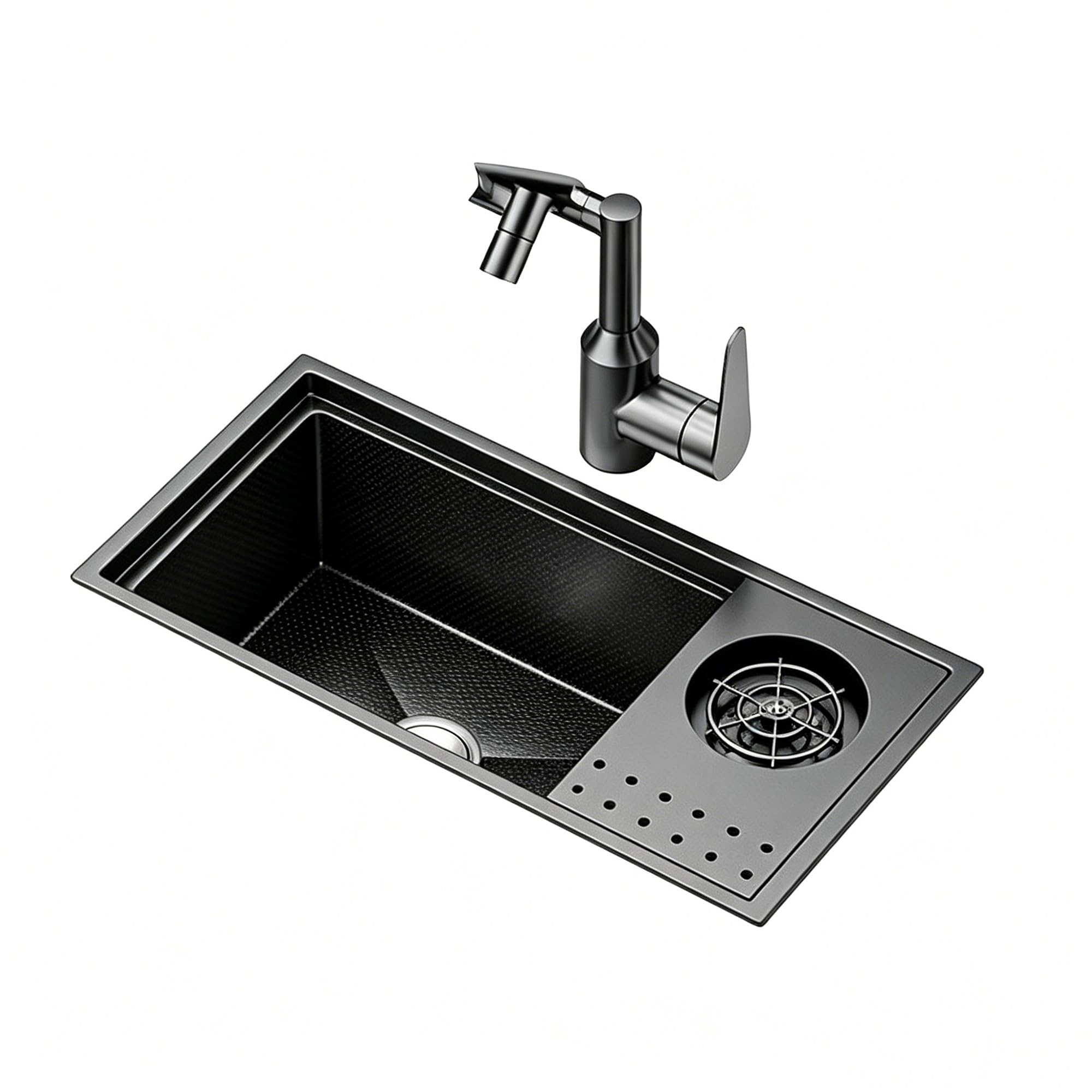 SC Stainless Steel Sink with Lid, Coffee Shop Sink with Faucet(600x320mm)