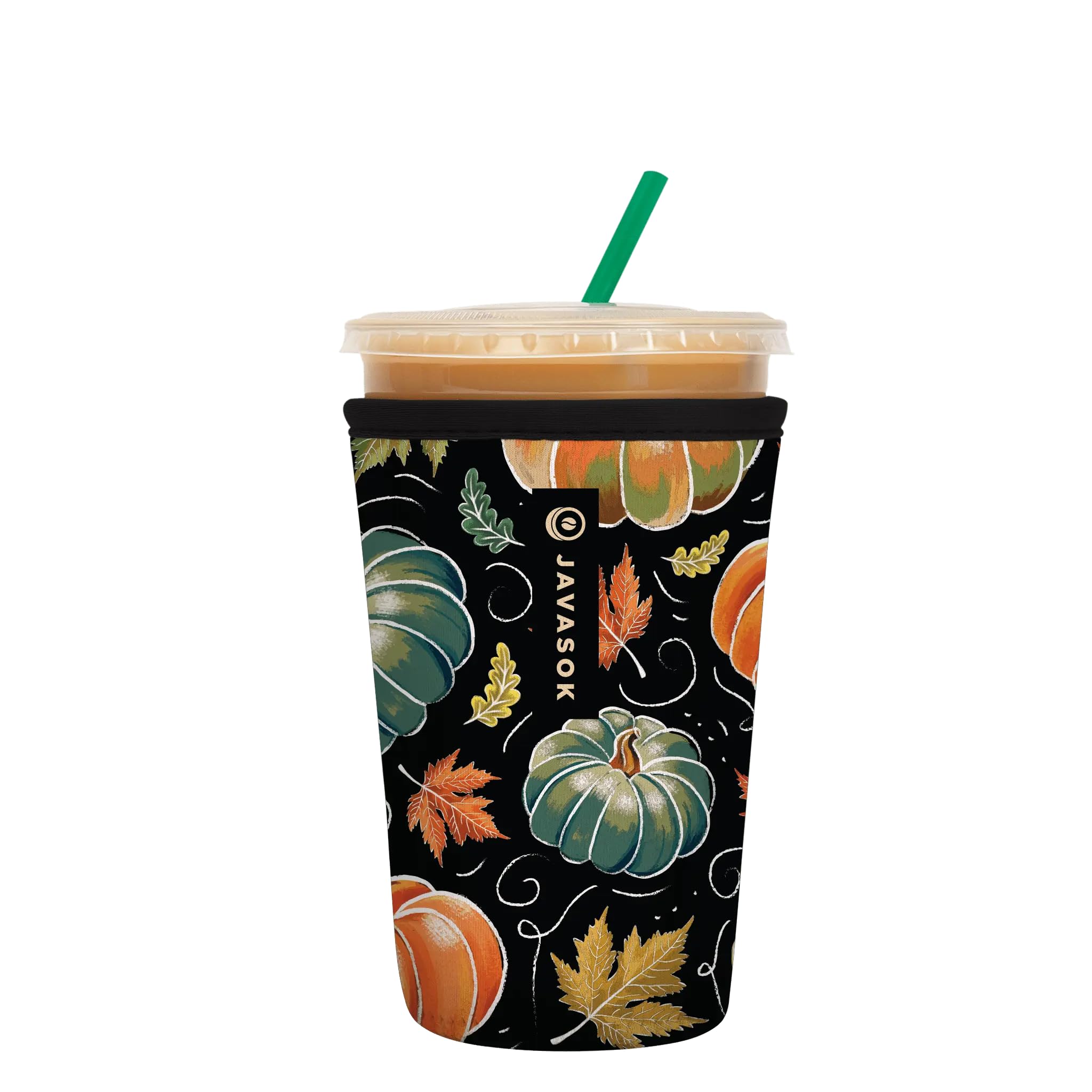 Sok It JavaSok Iced Coffee &amp; Cold Soda Insulated Neoprene Cup Sleeve (Midnight Harvest, Medium: 22-28oz)