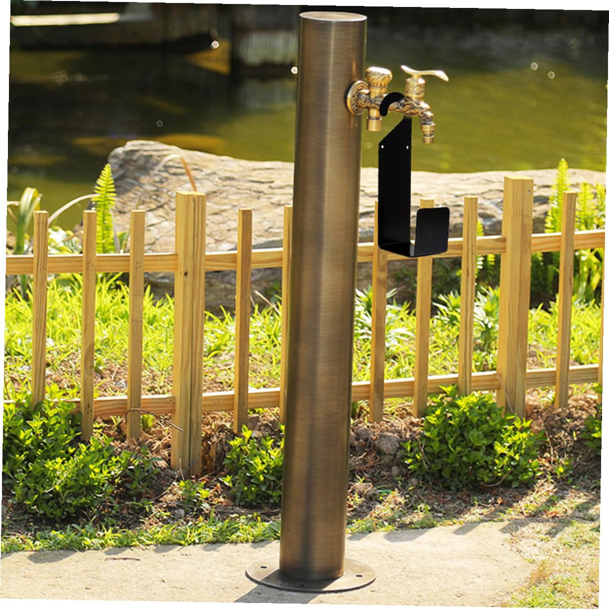 VICASKY Porta Tubo da Giardino in Acciaio Carbonio Nero Supporto da Parete Solido per Organizzare Tubo Acqua Estensibile Gancio Portatubo Resistente per Uso Esterno e Irrigazione