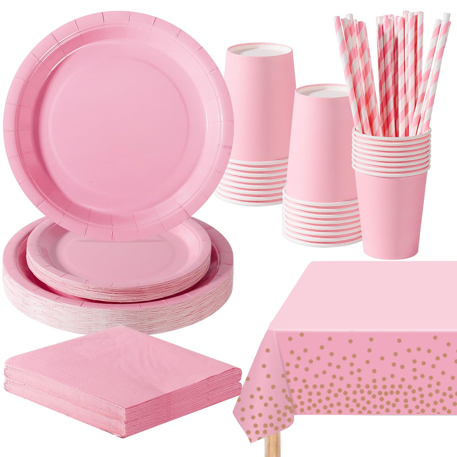 Set Stoviglie Per Feste 121 Pezzi - Piatti, Bicchieri, Tovaglioli E Tovaglia Per 24 Ospiti - Foto 8