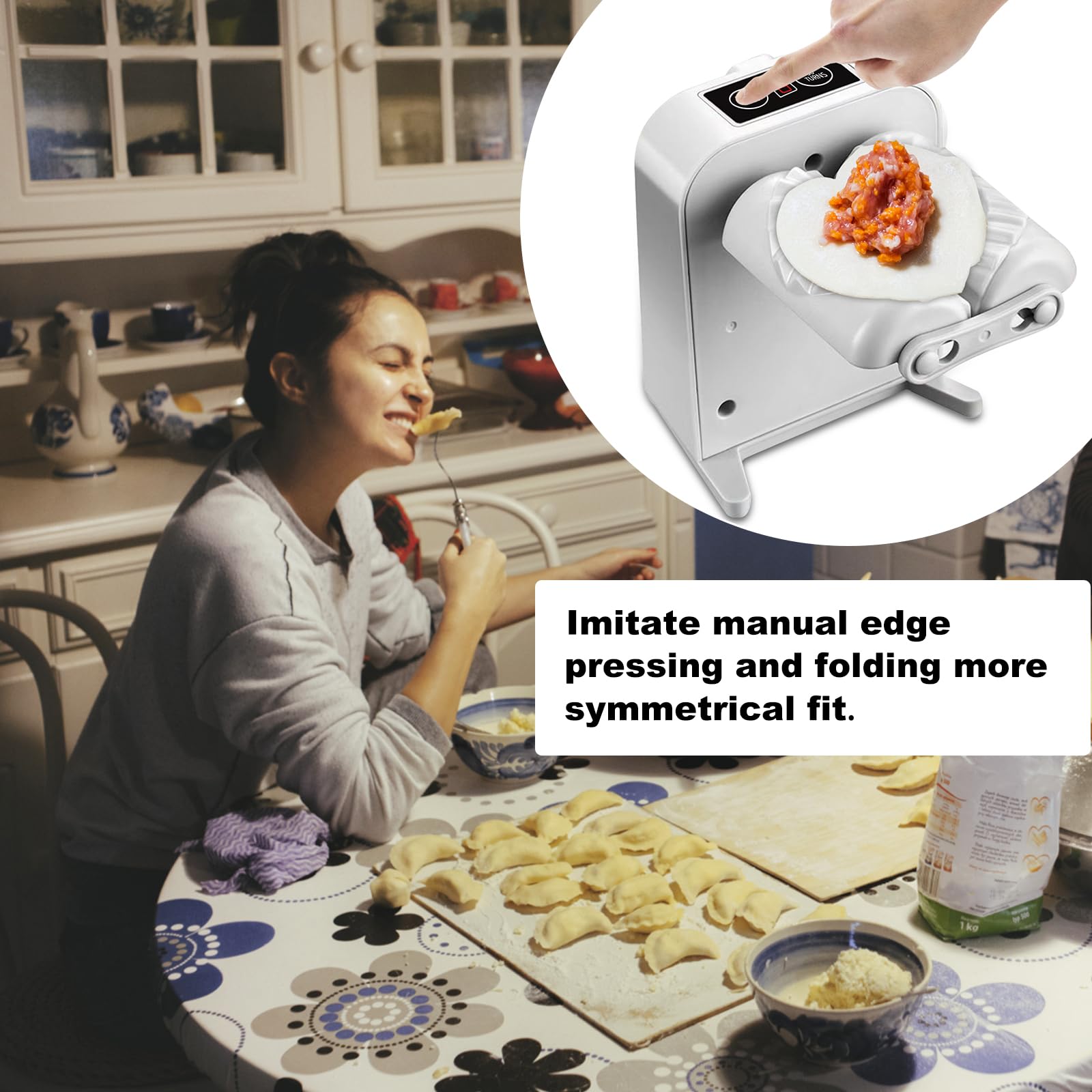 BAIFULAI Machine à raviolis électrique rechargeable par USB - Machine à boulettes automatique - Machine à raviolis - Moules à raviolis - Pour la maison, le restaurant - Rapide et pratique