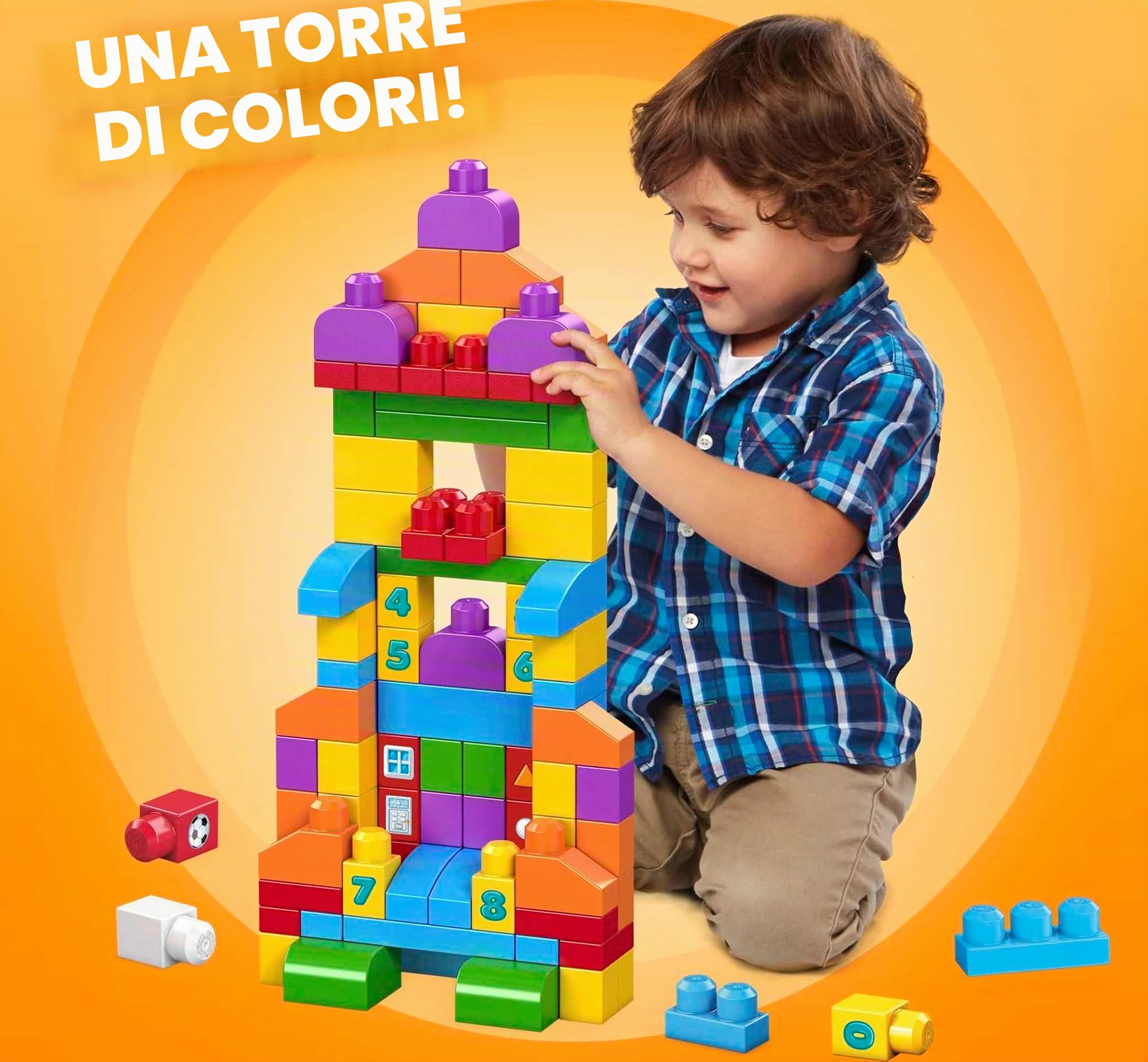 Mega Bloks FVJ49 Let's Get Learning Bricks, Multi-Colour, 1-99 anni