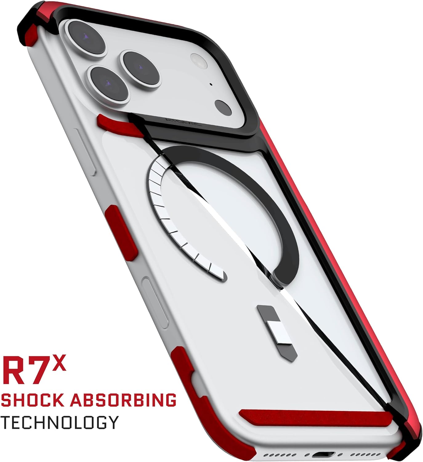 Ghostek Atomic Slim iPhone 17 Pro Max Case, Compatible with Apple MagSafe Accessories, Aluminum Metal Bumper, Shockproof Drop Protection (6.9 Inch, Red)