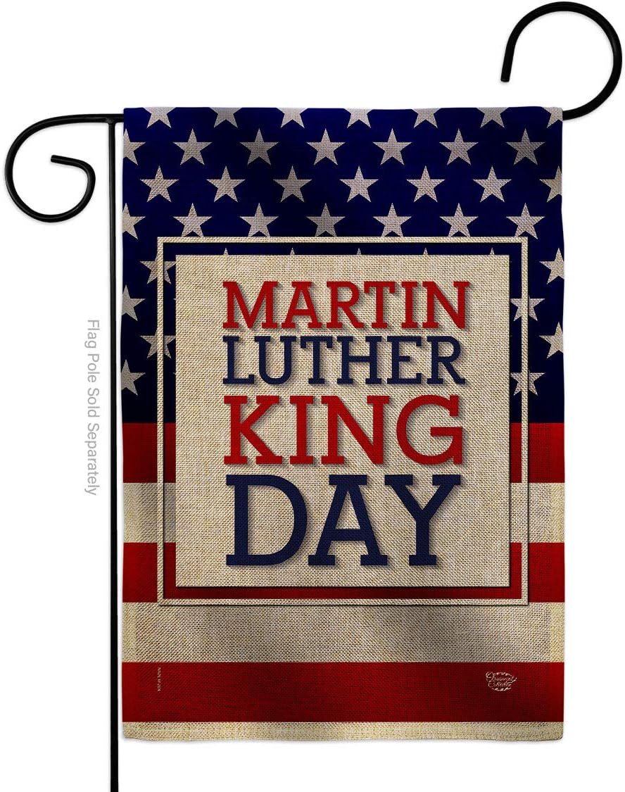 MLK Day Burlap Burlap Garden Flag Black History Martin Luther King Civil Right Stars United State American Small Decorative Gift Yard House Banner Double-Sided Made In USA 13 X 18.5