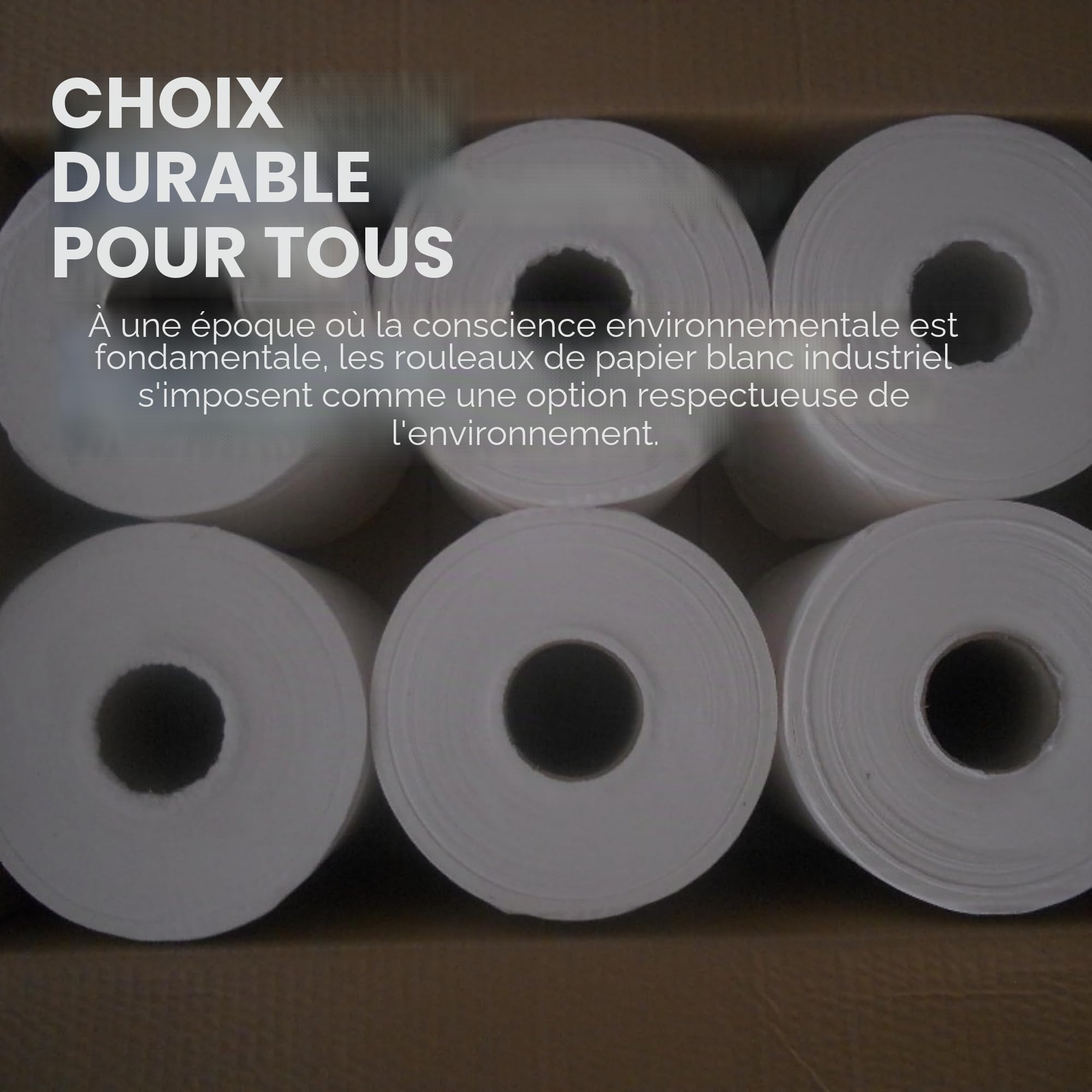 Balsat Lot de 6 bobines de papier industriel blanc 100 % pâte vierge