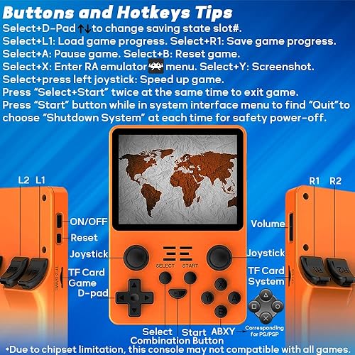 Miniatura 5 de CredevZone RGB20S Consola de juegos de mano de 3.5 pulgadas, consolas de juegos retro emulador clásico, consola de juegos de mano preinstalada,