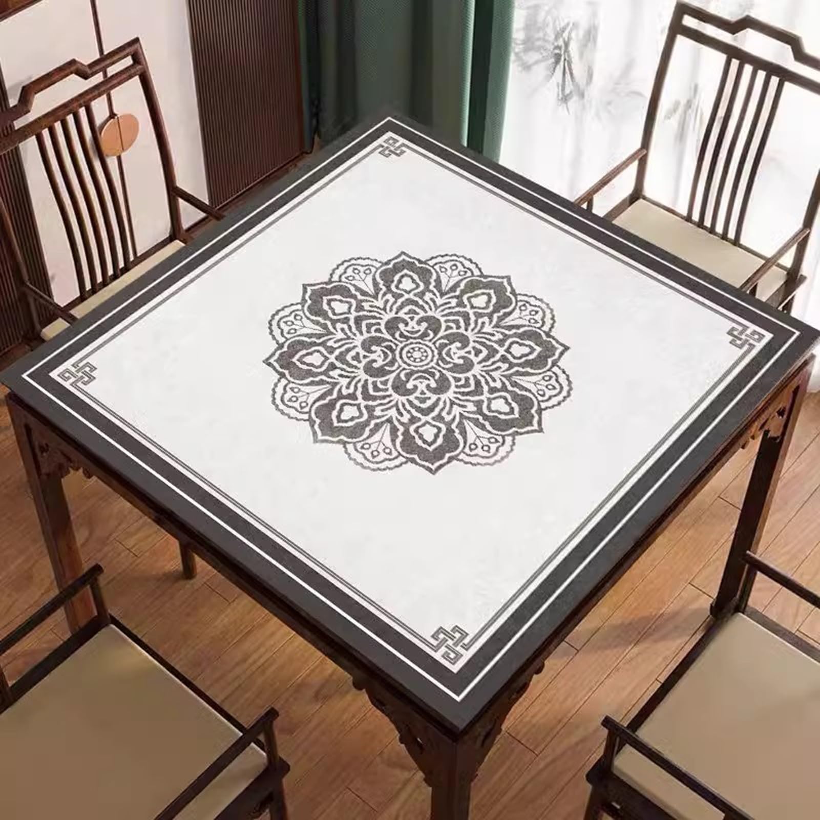 Tapis de Table de mah-Jong, Carré avec Sac de Transport Noir, Housse Table épaisse et muette(90 cm/35.43 in)