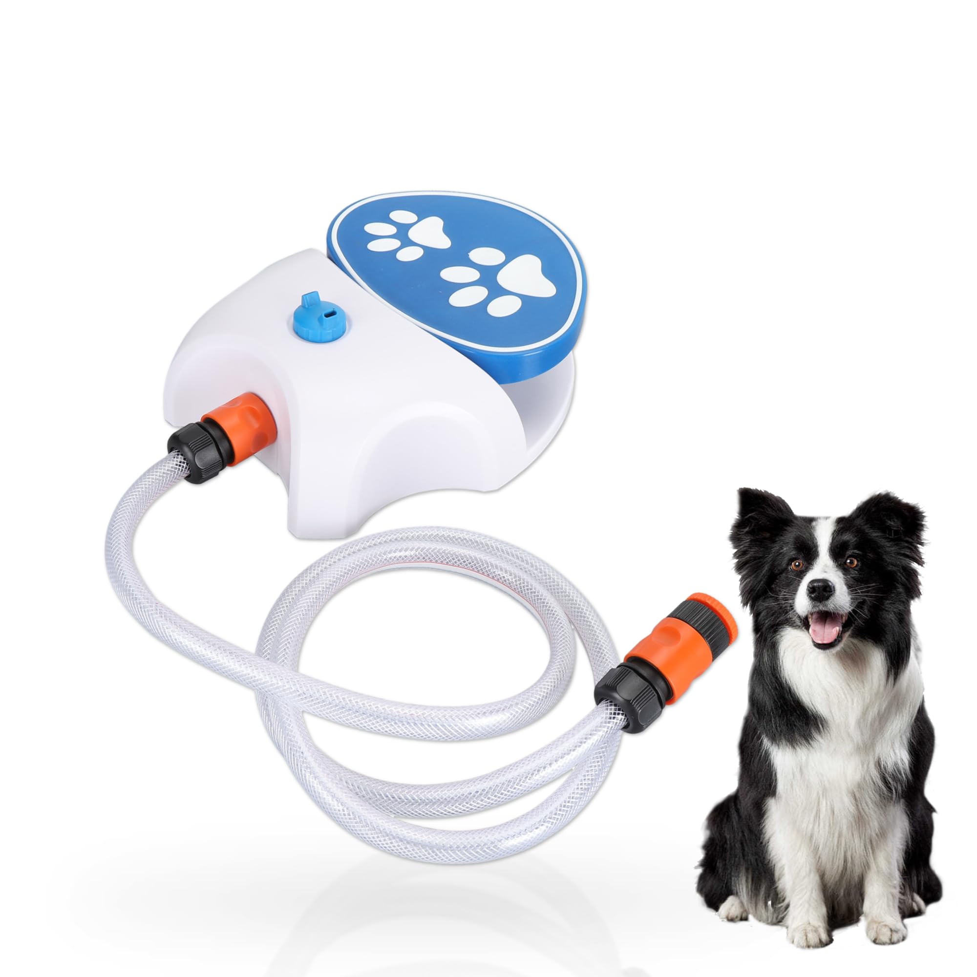 Gugxiom Fontana da esterno per animali domestici, fontana per cani con funzione di pedale, erogatore di acqua per cani, di erogazione dell'acqua per zampe per acqua fresca