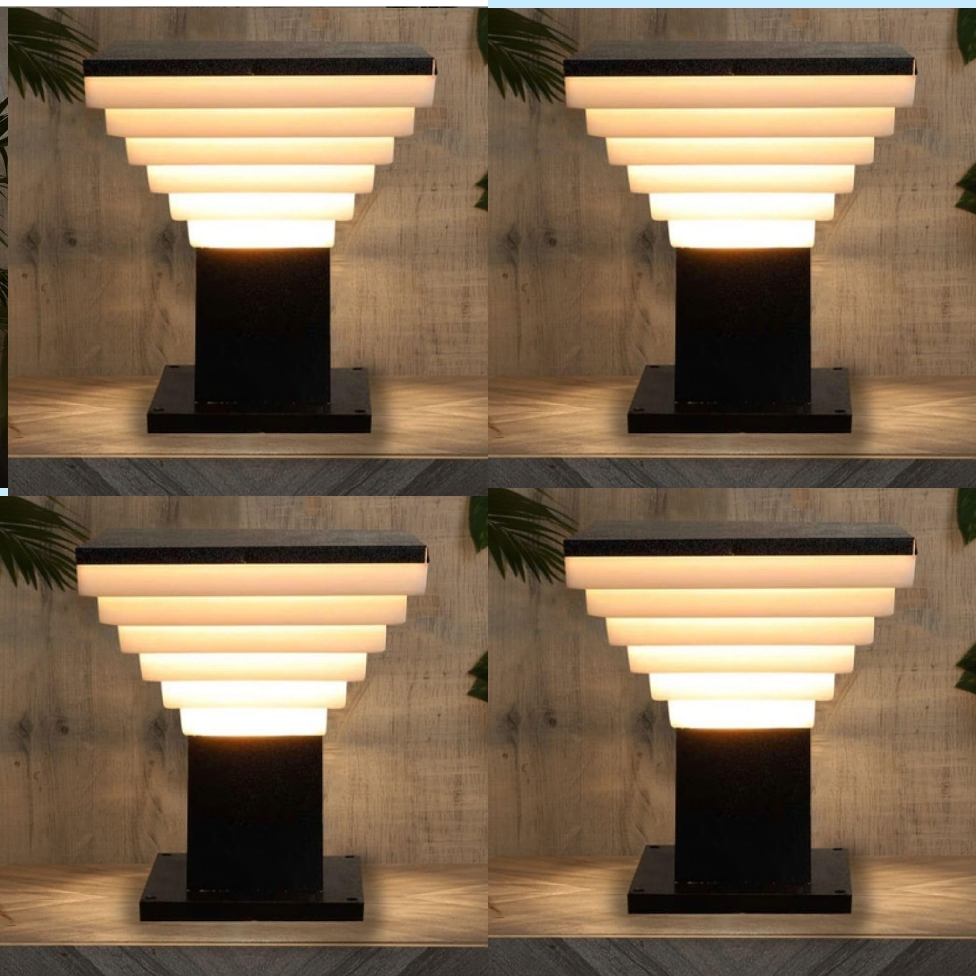 Modern Black Gate Lights - 2 Pack -12