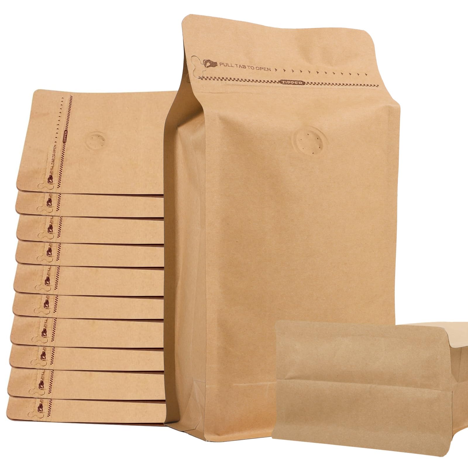 Mstar Pack 50 PCS Upgraded Coffee Bags with Valve (Kraft Paper, 8 oz/0.5 lb), Black High Barrier Aluminum Foil Flat Bottom Standing Coffee Bean