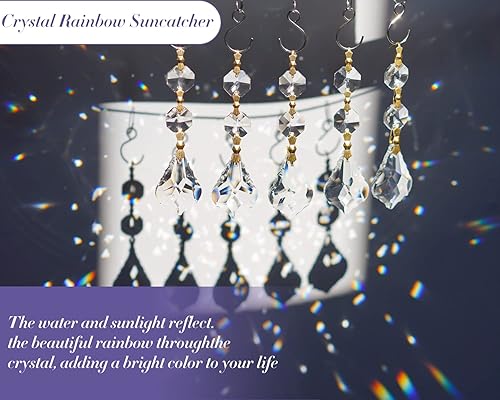 Miniatura 4 de Paquete de 25 lámparas de araña de cristal de 1.496 pulgadas (1.496 in), piezas colgantes de perlas de cristal con hebilla de mariposa globo,