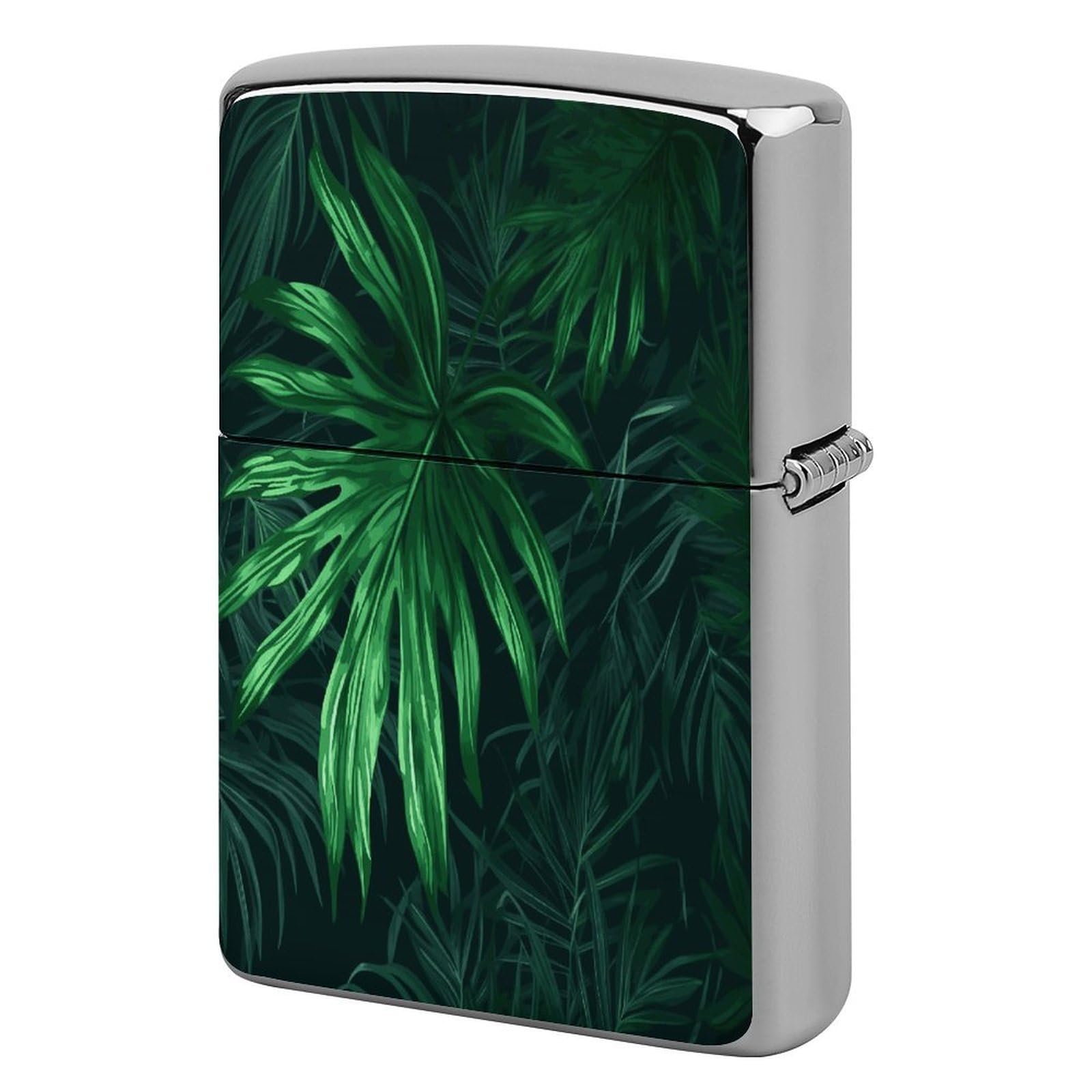 Btcowzrv Style Green Tropical Jungle Plant Metal Lighter Case Sleeve Cover Holder