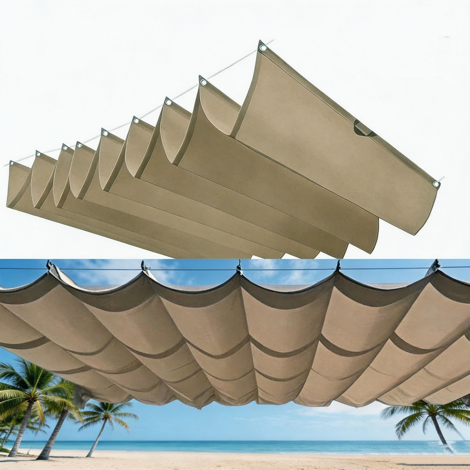 Toile d'ombrage rétractable indéchirable et anti-UV 450x1000 cm pour grand patio