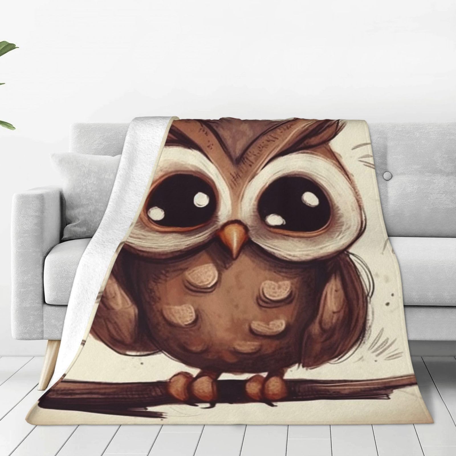 KLOPH Cute Owl Throw Blanket 60"x50" Flannel Fluffy Warm Blanket for Couch, Reversible Plush Blankets for Bed, Comfy Fuzzy Blanket for Sofa, Plush Lightweight-Blankets for All Season