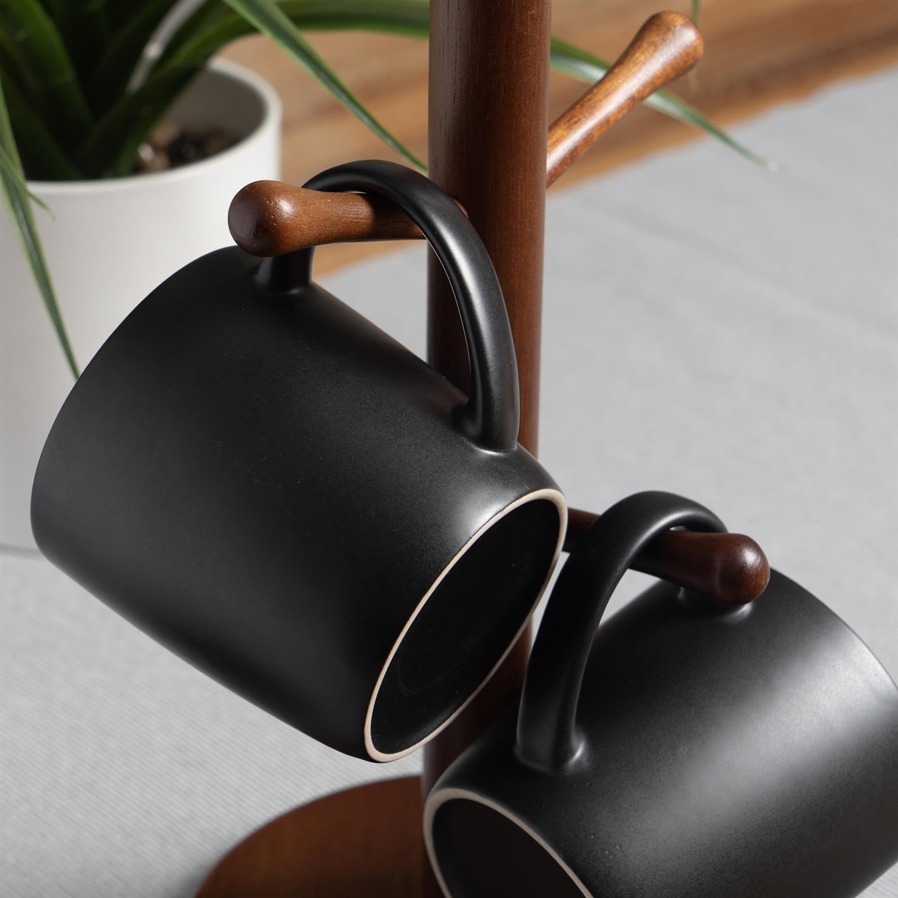 Argon Tableware Farbig Kaffeebecher - Matte Schwarz - 350ml - 12er Packung - Matt Keramik Steingut Tee Tassen Latte Cappuccino Tassen Heiße Schokolade Tassen Bunt Becher Set mit Griff