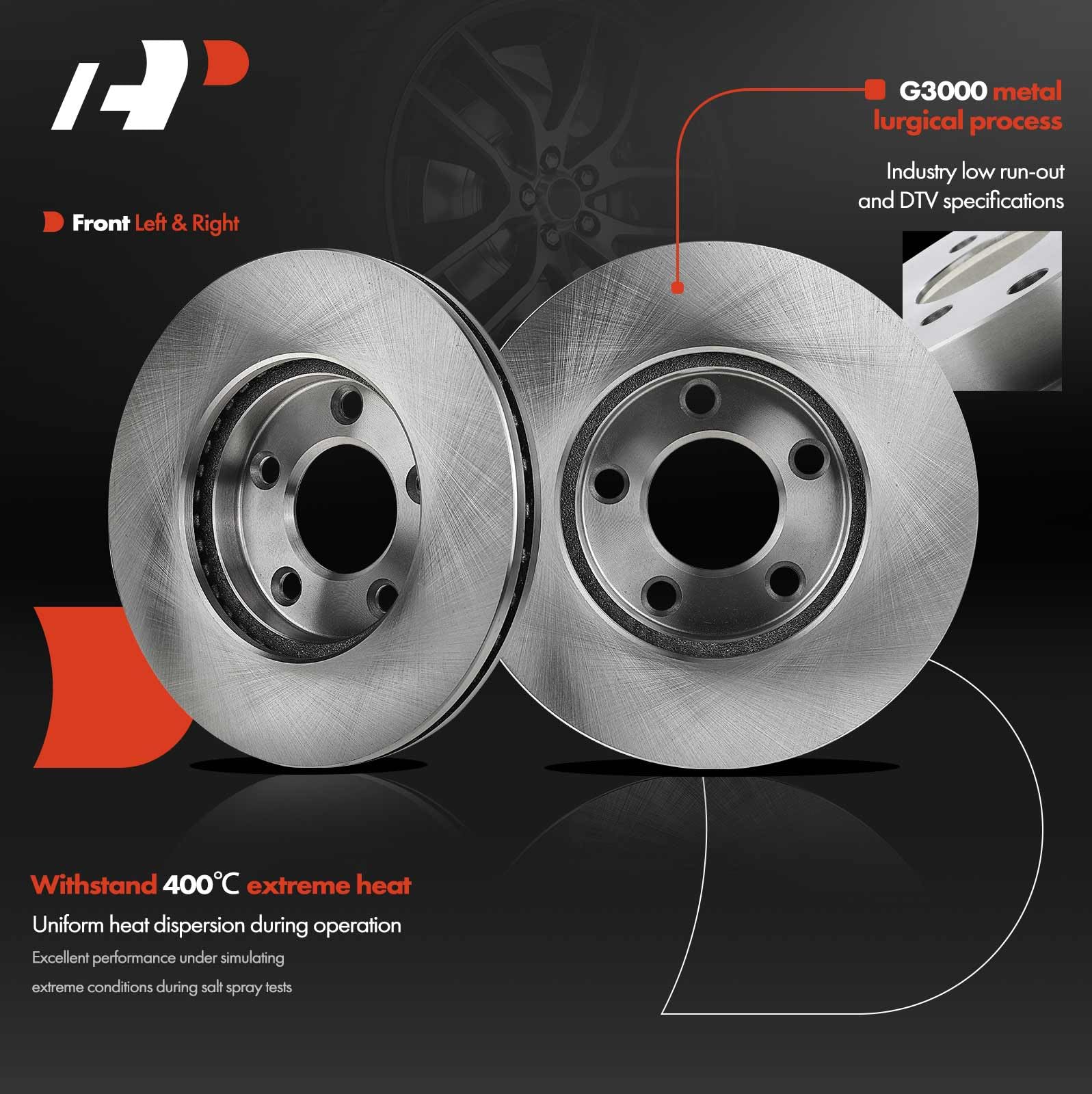 A-Preiu 11.02 Inch (280) Rear Solid Disc Brake Rotors Ceraic Pads Kit Copatible With - View #6