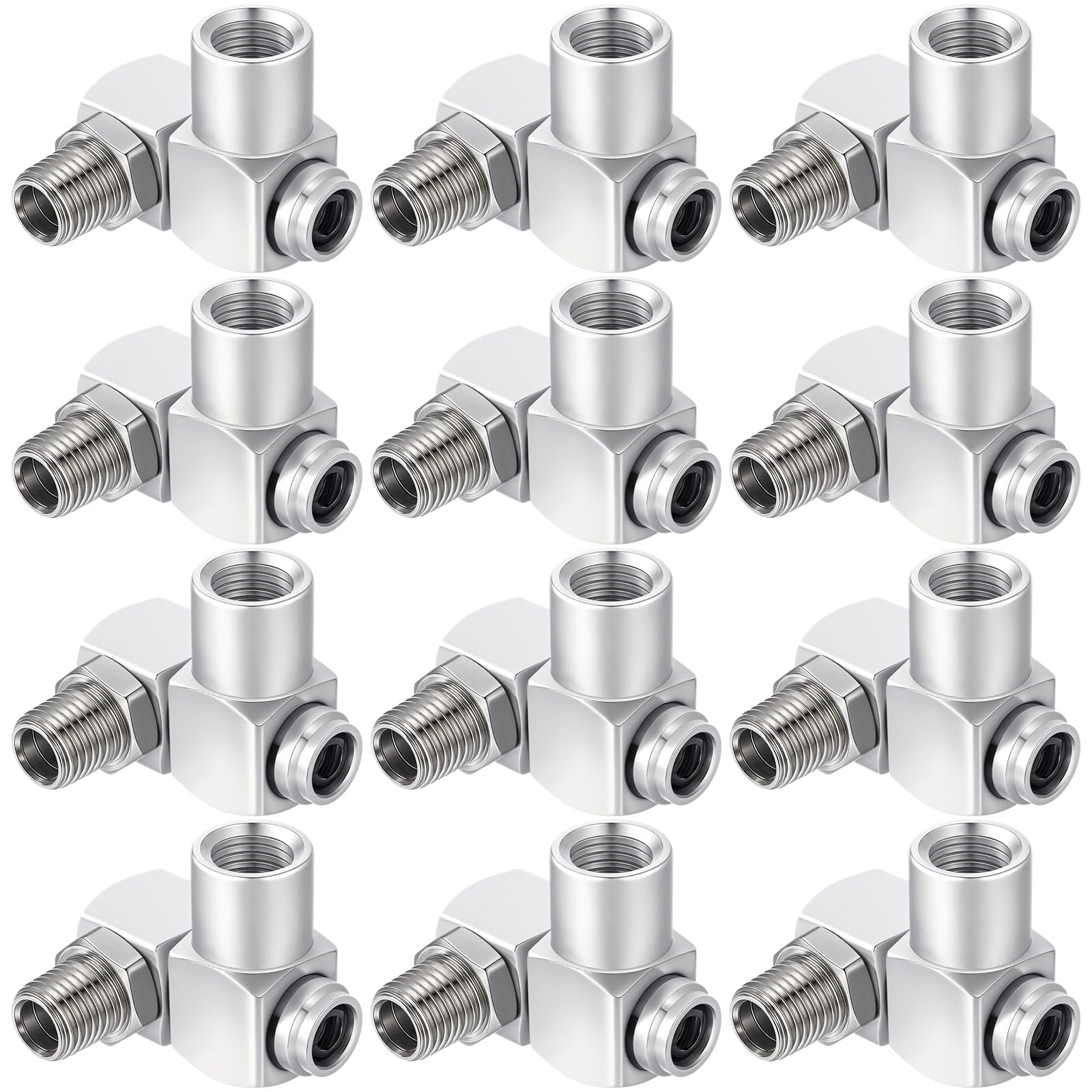 12 Packs 1/4 Inch NPT 360 Degree Swivel Air Hose Connectors, Industrial Air Hose Fittings and Portable Compressor Tool Fittings(Sliver)