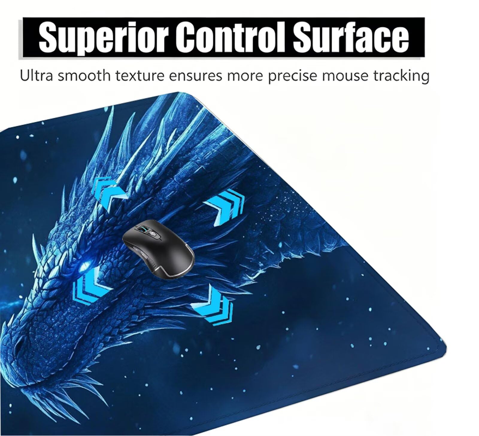 Tappetino Mouse Drago Tappetino Mouse XXL 150x80 cm Mouse Pad Blu Sottomano Scrivania Ufficio Grande, Mousepad Gaming Antiscivolo Impermeabile, Tappeto per Computer e Tastiera, Gamer, Regalo W6-883