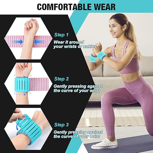 Miniatura 5 de 2 pesas magnéticas ajustables para tobillo y muñeca para mujeres y hombres, 1 libra cada una, perfectas para correr, nadar, yoga, cardiovascular y