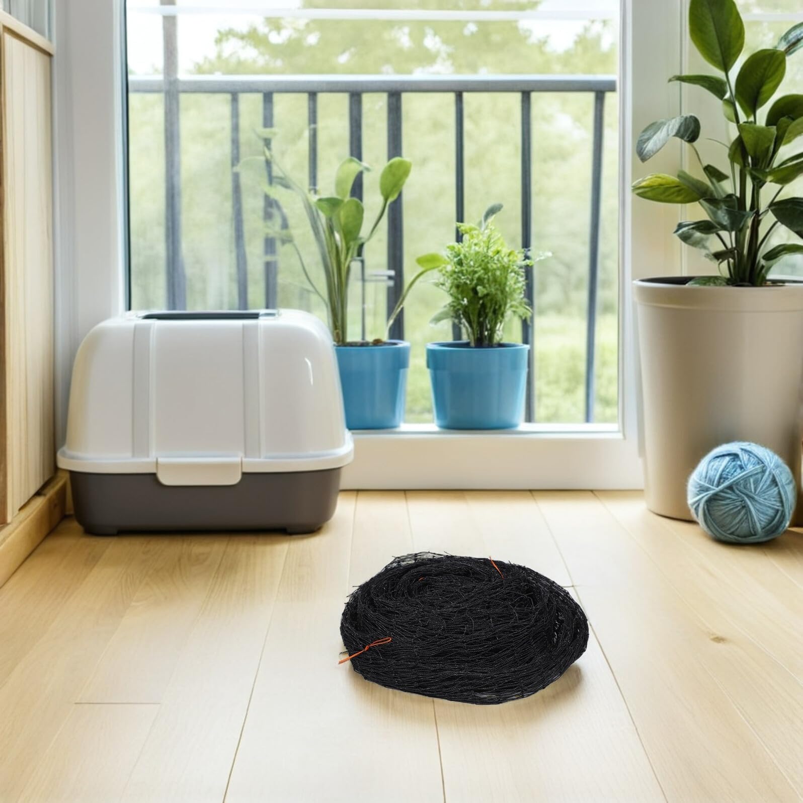 FRCOLOR Rete di Sicurezza per Gatti da Balcone Anti-Caduta Nera | Rete con Filo D'acciaio, Formato 9,8x13,1 Piedi, Uso Esterno per Balconi e Scale