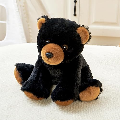 Miniatura 5 de Ditucu Peluche de oso negro de 8 pulgadas, lindos juguetes de peluche realistas, ultra suaves, regalos para niños