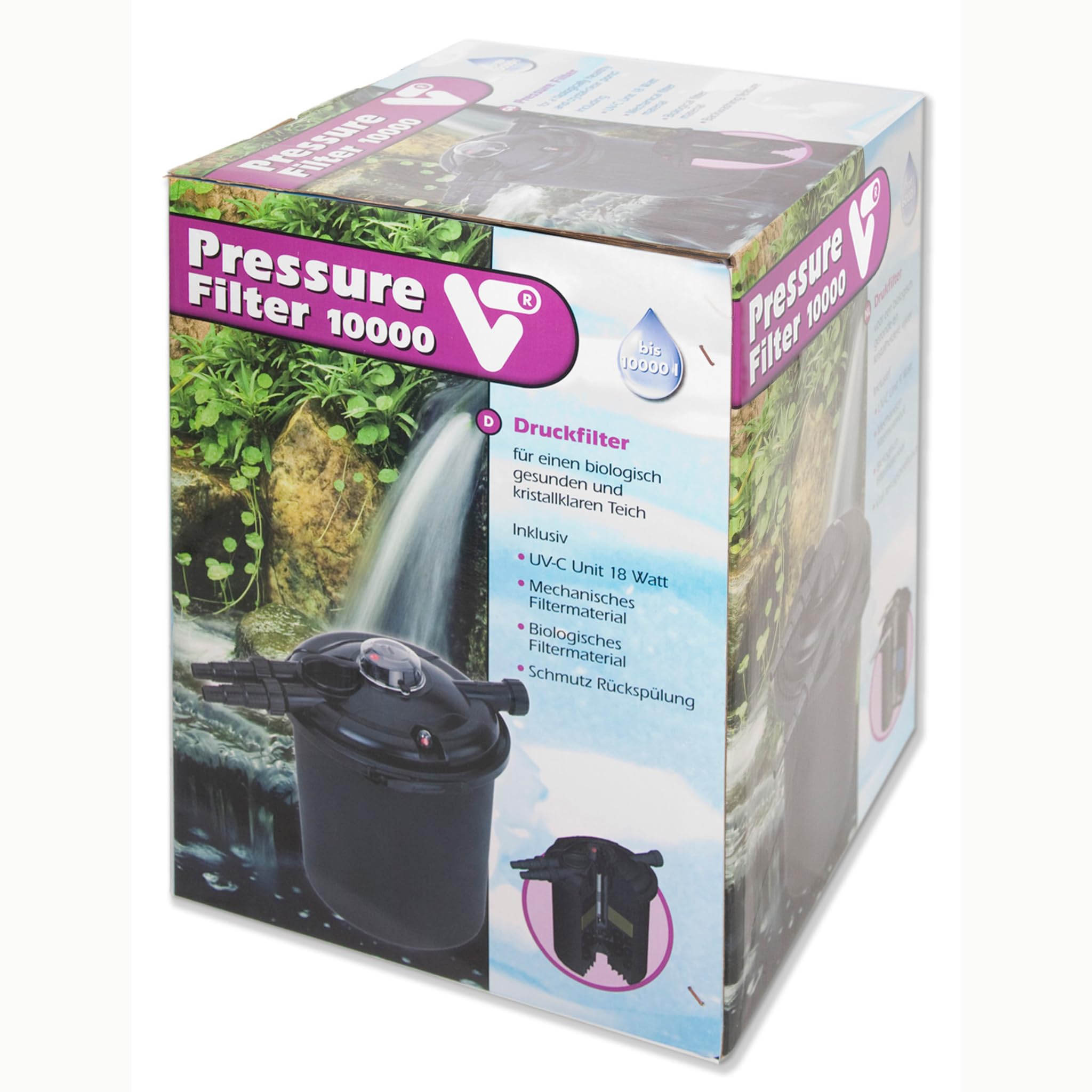 VELDA - Filtro a pressione per laghetto da giardino, acquario 6000, 9 W