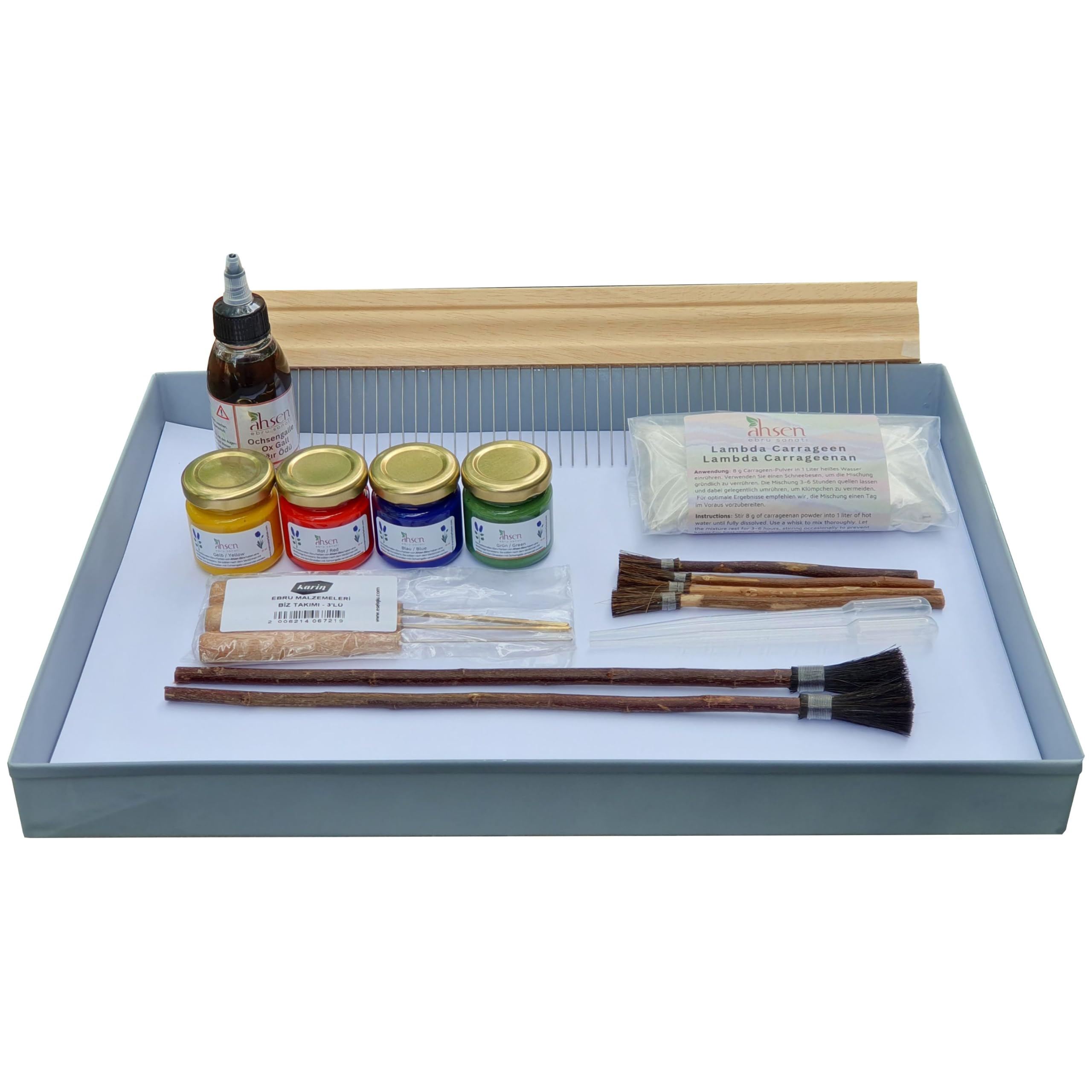 Traditionelles Marmorierset DIN A3 | Geleneksel Ebru Seti | Traditional marbling set | Ensemble de marbrure traditionnel | Set di marmorizzazione tradizionale