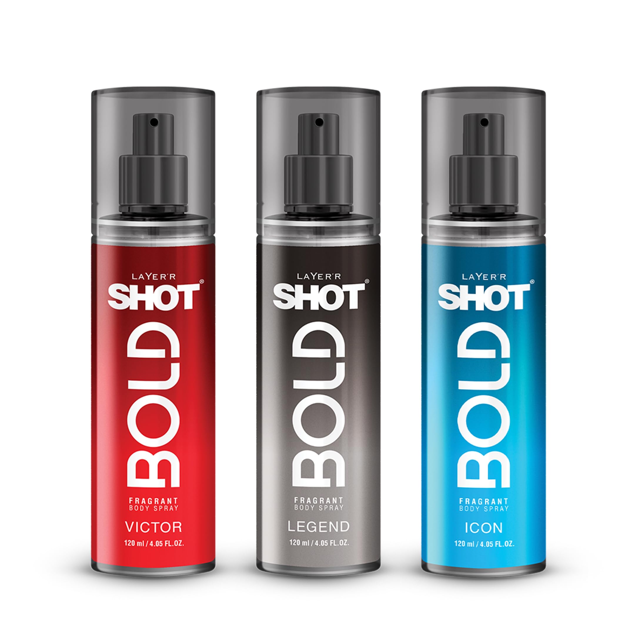 Layer'r Shot Bold Victor, Icon & Legend Deodorant Combo for Men | Pack of 3 x 120ml | Long-Lasting Perfume Body Spray | Citrus, Aquatic & Leather Fragrance | Daily Use Deodorant | IFRA Certified-image-13