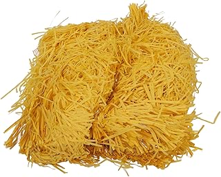 Relleno de Papel Rafia, Caja de Regalo, Relleno de Rafia de 500g, Colores Vivos para Cesta de Frutas (Amarillo)