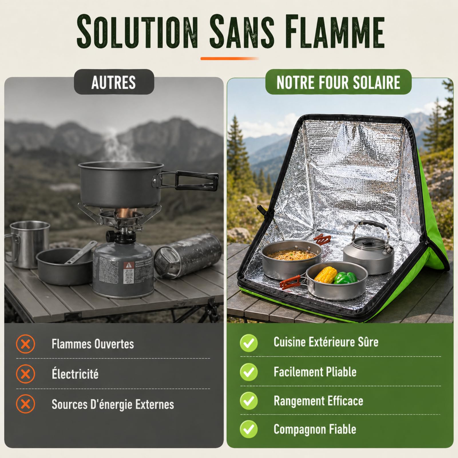 Four Solaire Pliable - Portable Cuiseur Solaire Extérieur Sans Électricité | Résistant À La Chaleur Avec Doublure D'aluminium, 110°C Haute Température Pour Camping, Randonnée Et Vie En Camping-Car