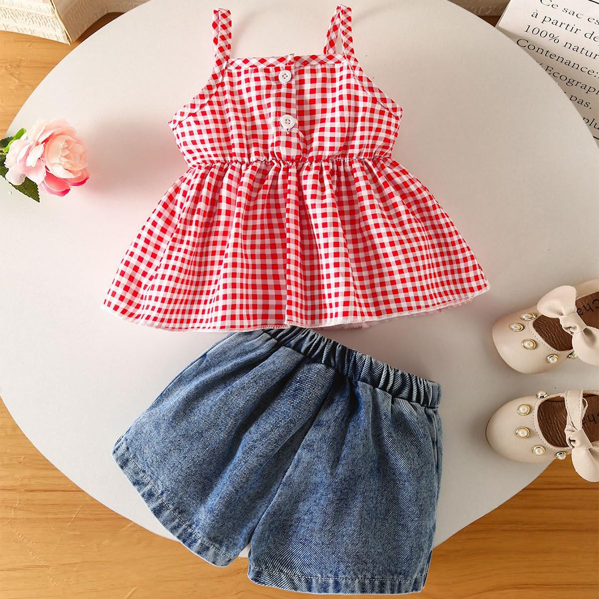 Ensembles d'été Tenue pour Bébés Filles Débardeur à Volants Sans Manches et Short Élégants Vêtements pour Petites Fille 6 Mois-4 Ans