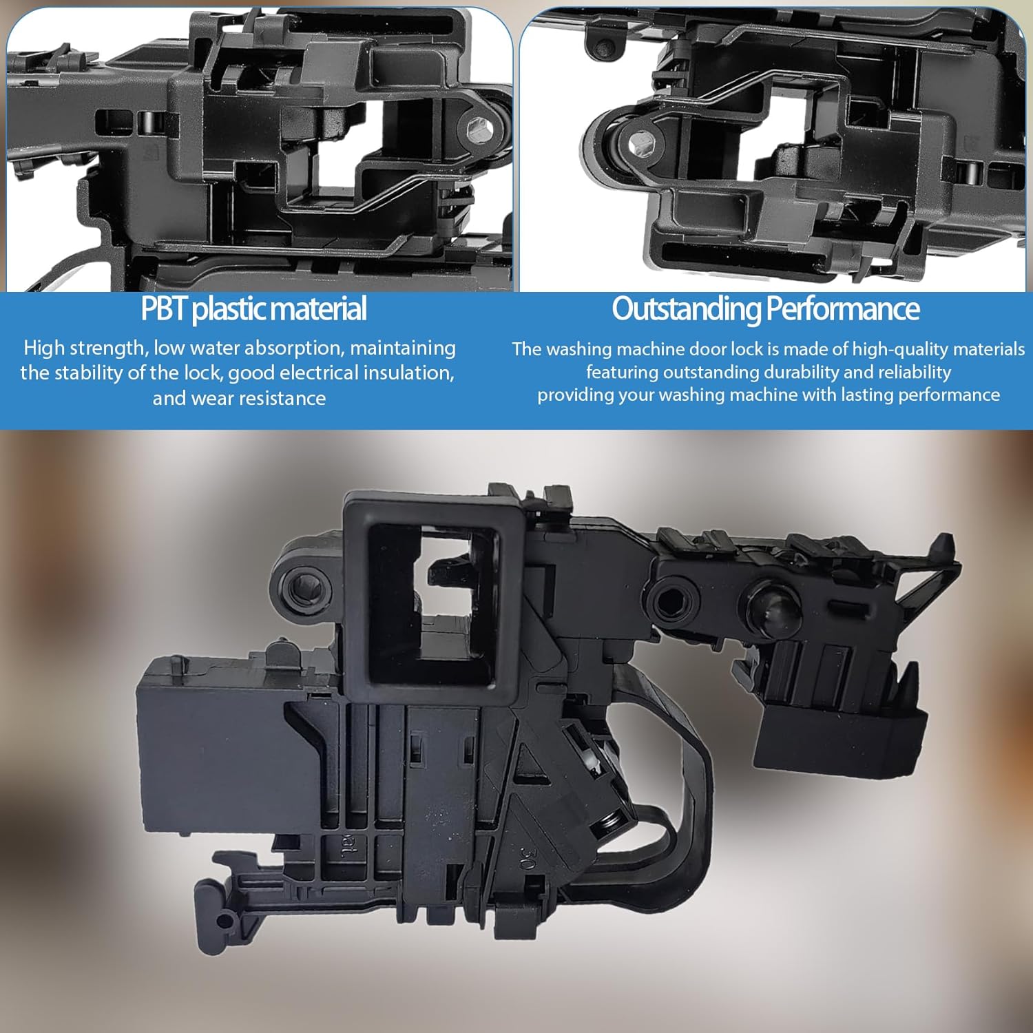 Washer Switch Door Lock Fit for Samsung WF45R6100AC WF45T6000AW WF45R6100AW WF45R6300AV WF50A8600AV WF45T6000AV WF45R6100AP WF50R8500AV WF45T6000AP WF45R6300AW WF45T6200AW WF45B6300AC WF45R6300AV - Image 2