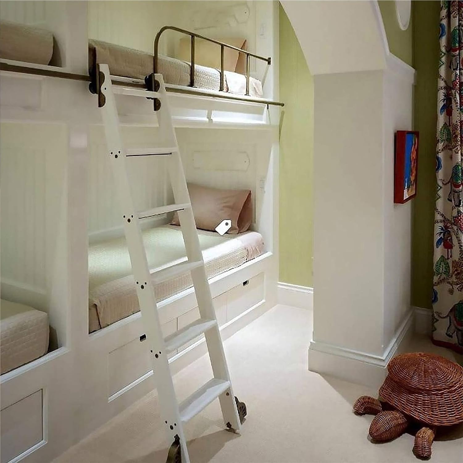 Sliding Ladder Hardware Kit - Rolling Library Sliding Ladder Track Hardware Accessories, Black Sliding Barn Door Hardware Hanging Rail, Carbon Steel Material, Smooth and Quiet Sliding