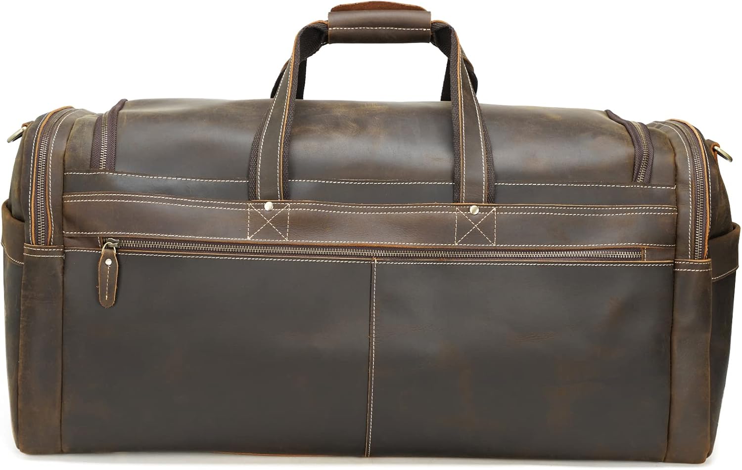 Polare 26" Full Grain Cowhide Leather Large Duffle Weekender Overnight Travel Duffel Bag For Men 62L - Image 3