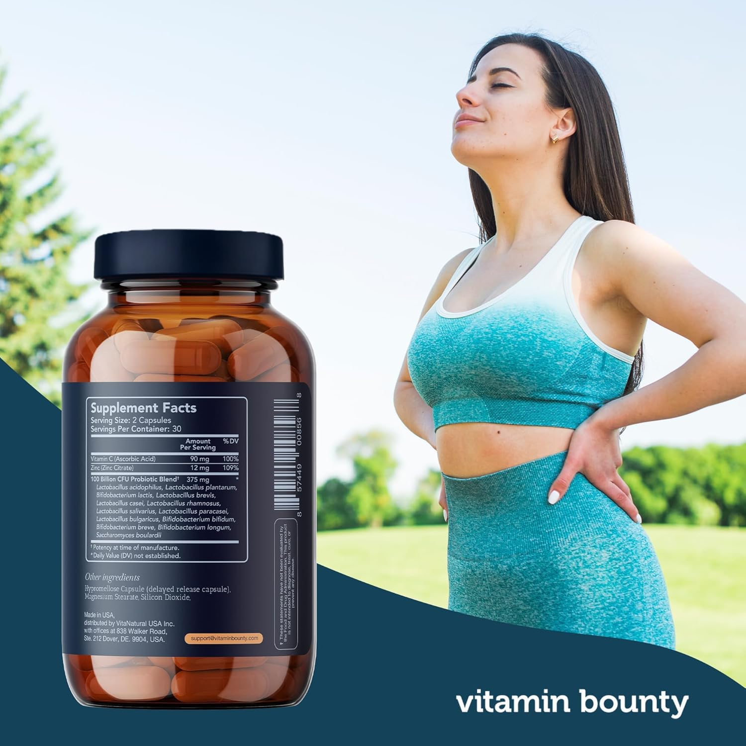 Vitamin Bounty Pro-100 Probiotic 100 Billion CFU - 13 Strains for Digestive Health & Immune Support - High Potency Probiotics for Women & Men - Delayed Release Capsules for Gut Health - 60 Count — Amazon image 5
