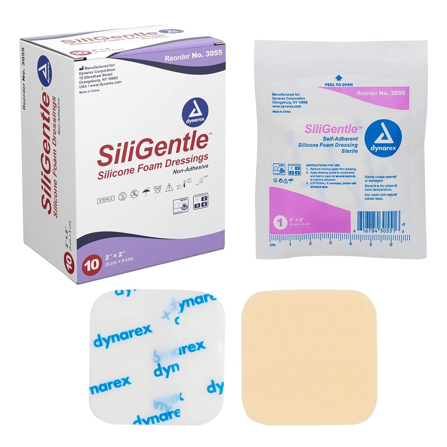 Dynarex 3055BX SiliGentle Foam Dressing, Advanced Wound