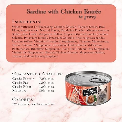 Miniatura 9 de Fussie Cat Fine Dining Paté - Alimento húmedo enlatado sin cereales para gatos, paquete variado de 4 sabores con tapa de lata (12 latas) (atún y