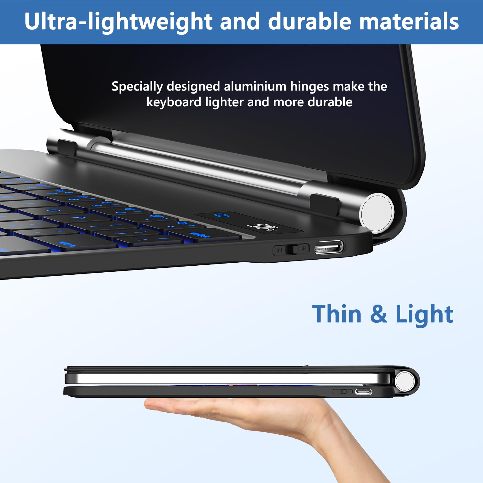 Teclado para iPad Air de 11 polegadas (M3 2025/M2 2024), iPad Pro