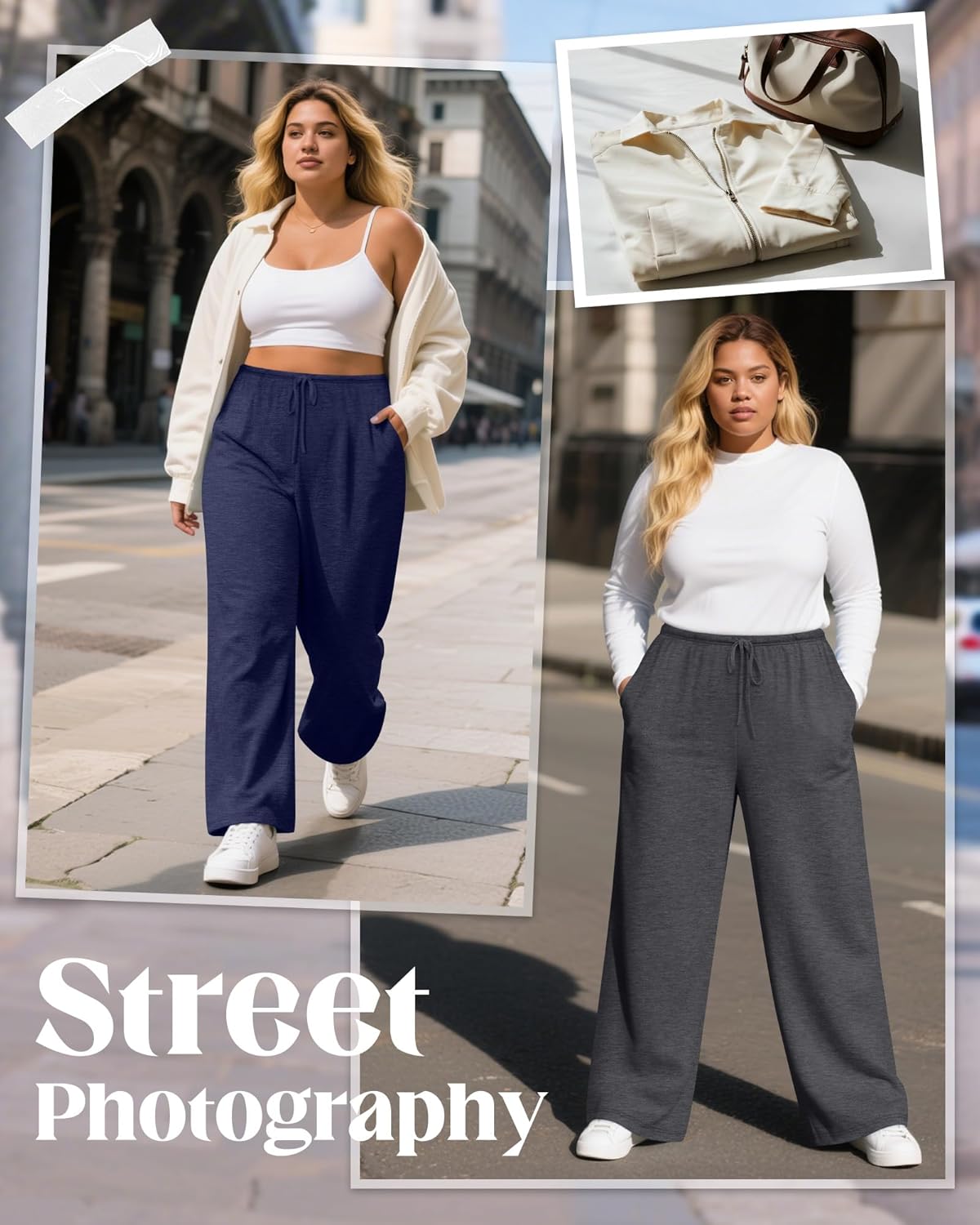3 Pack Women's Plus Size Lounge Pants with Pockets, Wide Leg Loose Drawstring Pants Casual Sweatpants Jogger Pant - Image 3