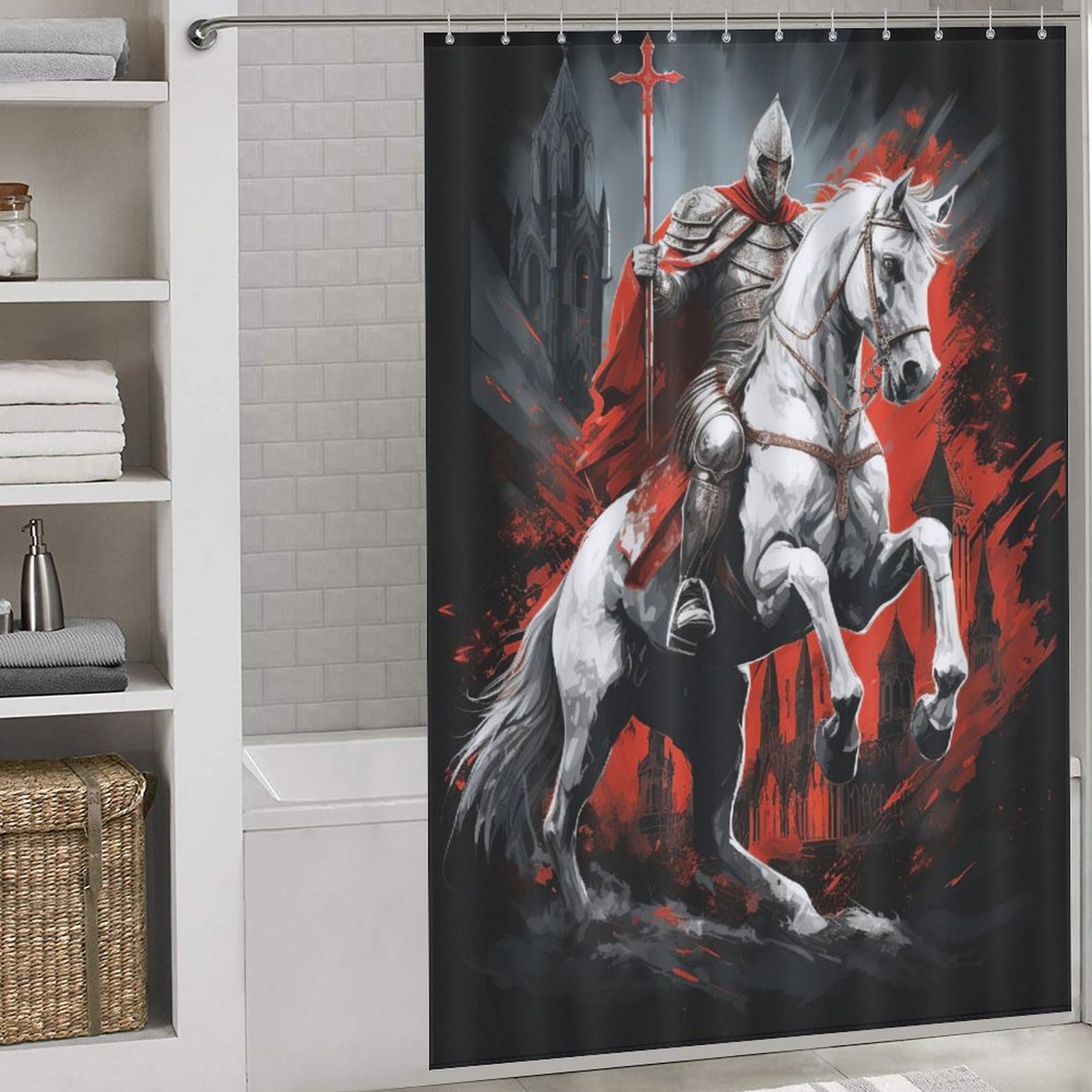 Rideau douche cheval lavable pour stopper les fuites d'eau de baignoire