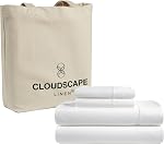 CLOUDSCAPE 1000 Nombre de fils 100% Feuilles de coton égyptiennes Taille du roi, Premium & Drap de lit de luxe, pour les personnes à lit chaud, refroidissement & Respirant, Silky Sateen Weave, Jusqu'à 17" Poche profonde - blanc