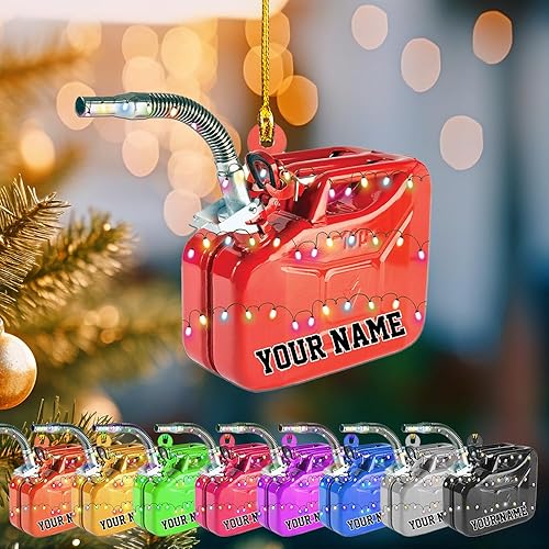 Miniatura 13 de Adorno personalizado con bomba de gas, decoración retro personalizada para árbol de Navidad, regalo de recuerdo navideño para trabajadores