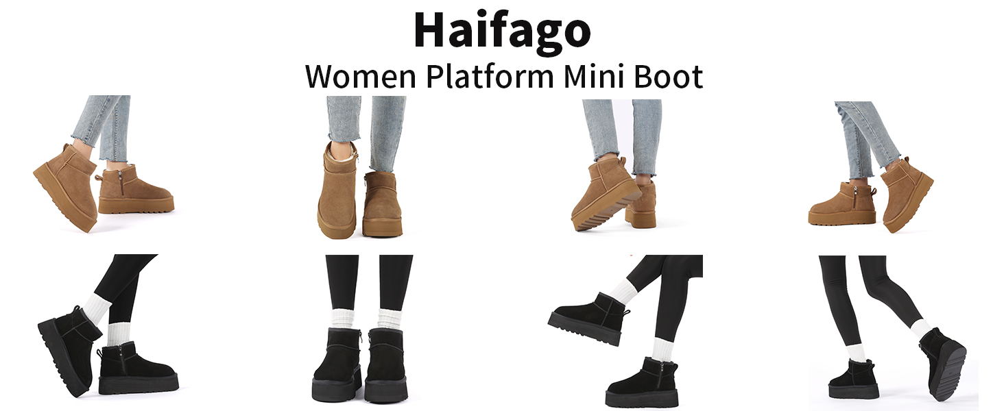 Amazon.com | Haifago Platform Mini Snow Boots for Women, Suede