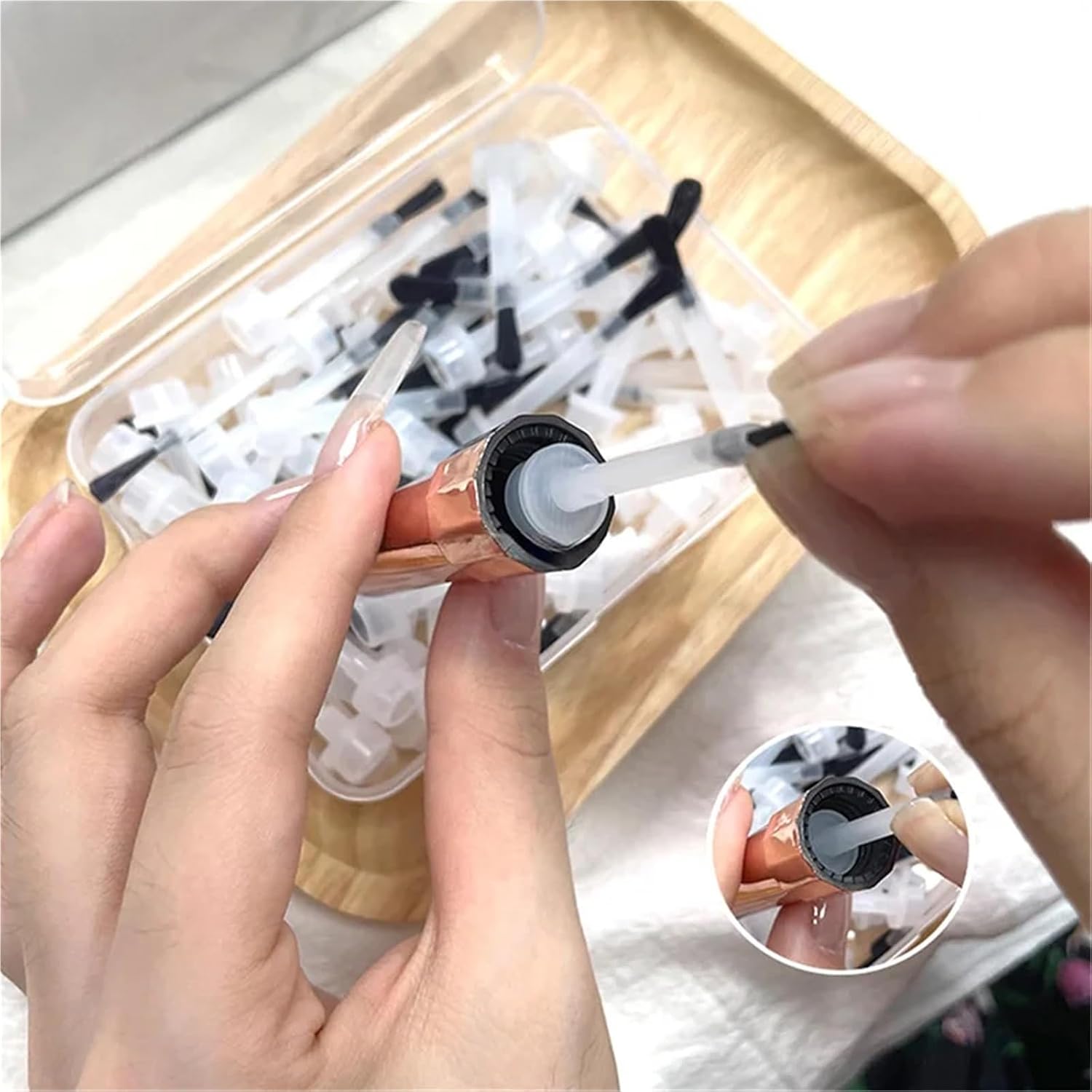 Nail Polish Brushes 5set Disposable Nail Polish Brush With Handle Bottle Replacement Art Liquid Applicators Brushes(66pcs)