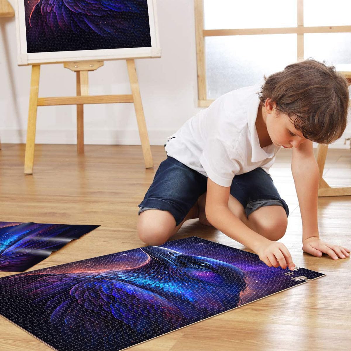 Puzzle para niños, mundo de fantasía de dinosaurios, 2000 piezas, 27,56 x 39,37 pulgadas, rompecabezas de mapa gris, para adultos y niños, rompecabezas educativo, juego familiar