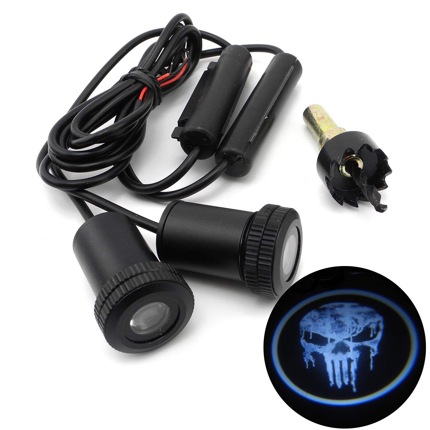 Cool Pale Skull Ghost Devil Car Door LED Projector Light Courtesy Welcome Logo Light Shadow Ghost Laser Lamp for All Cars (2PCS)