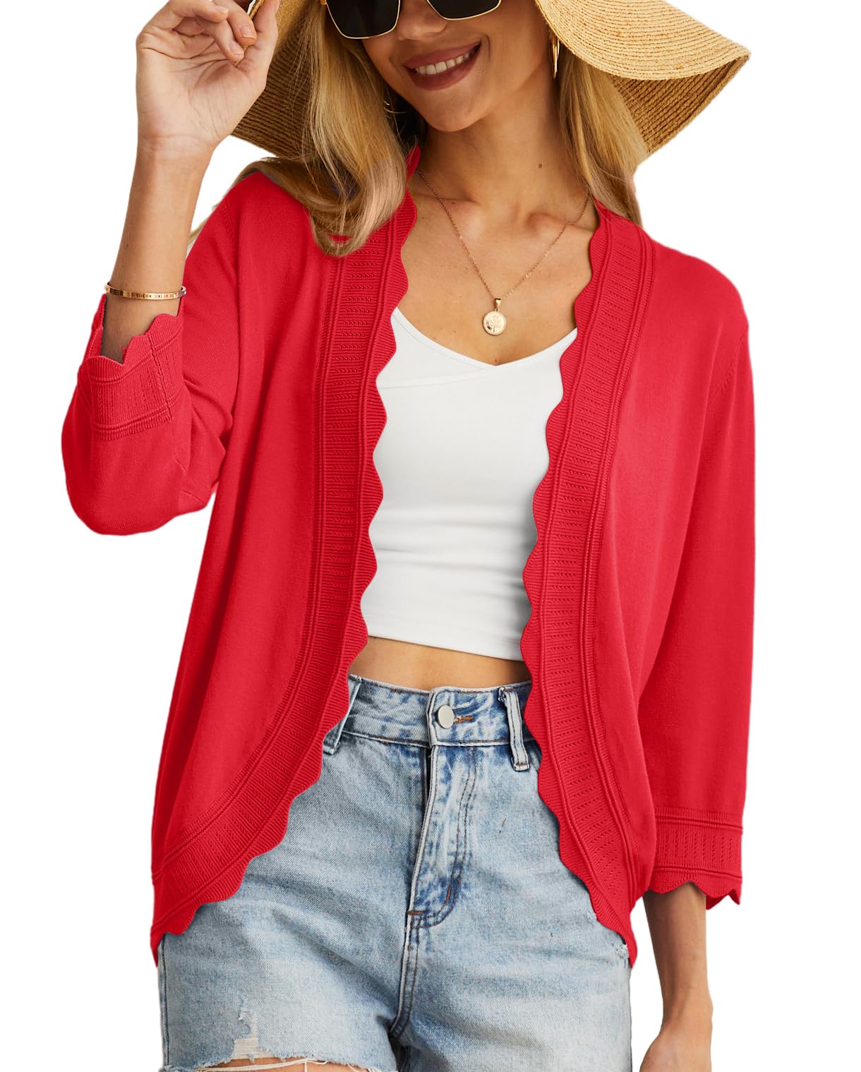 GRECERELLE Damen Leichte Strickjacke Langarm Strickpullover mit V-Ausschnitt Vintage Klassisch Cardigan