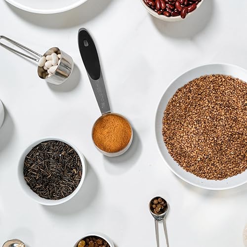 Vista 14 de Taza medidora de 1/8 (2 cucharadas/1.0 fl oz/30 cc/1 onza), cucharas medidoras de acero inoxidable, cuchara medidora pequeña de taza medidora