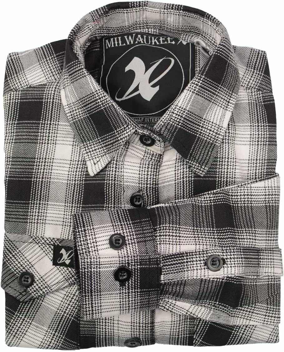 Milwaukee Leather Women’s Classic Long Sleeve Plaid Flannel Shirt - 100% Cotton Button-Down Casual Wear
