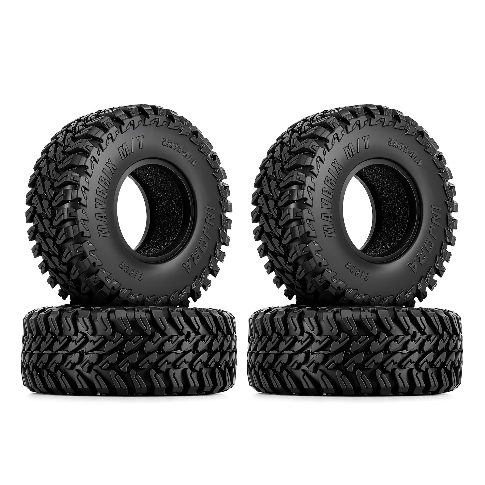 INJORA 1.0" MAVERIX M/T Tires 57 * 22mm for 1/18 1/24 RC Crawlers (T1028), 57mm x 22mm